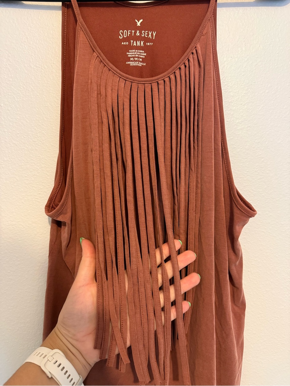 American Eagle Outfitters Rust Fringe Tank Top - Picture 2 of 4